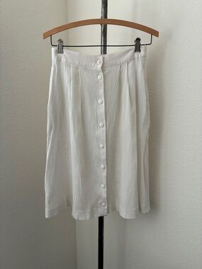 Vintage 80s 90s White Button Down Full Skirt sz 6 Gauze Pockets Minimal Coastal